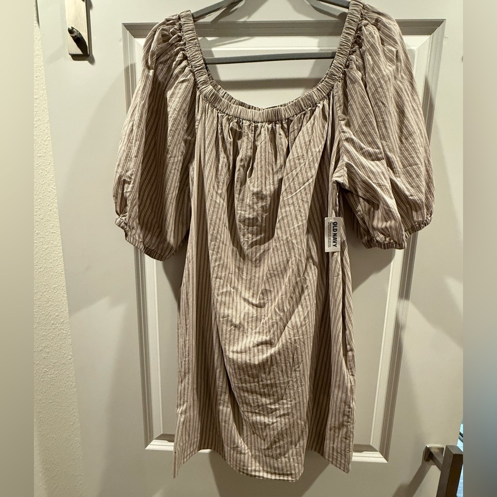 Old Navy Striped Beige Mini Dress
